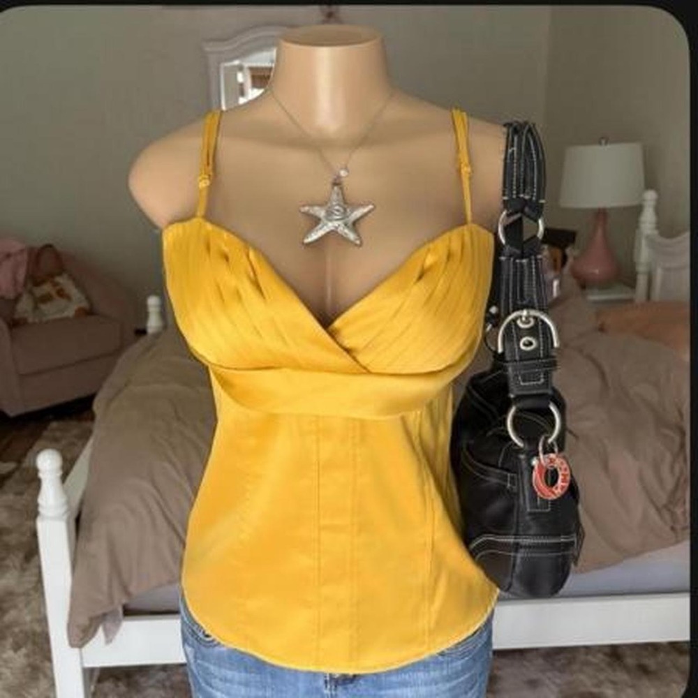y2k 2000s yellow surplice cami tank top
